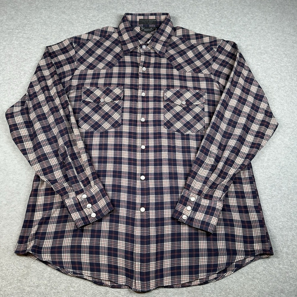 Vintage Townsley Western Plaid Snap Shirt Mens M 90s Poly-Cotton Blend